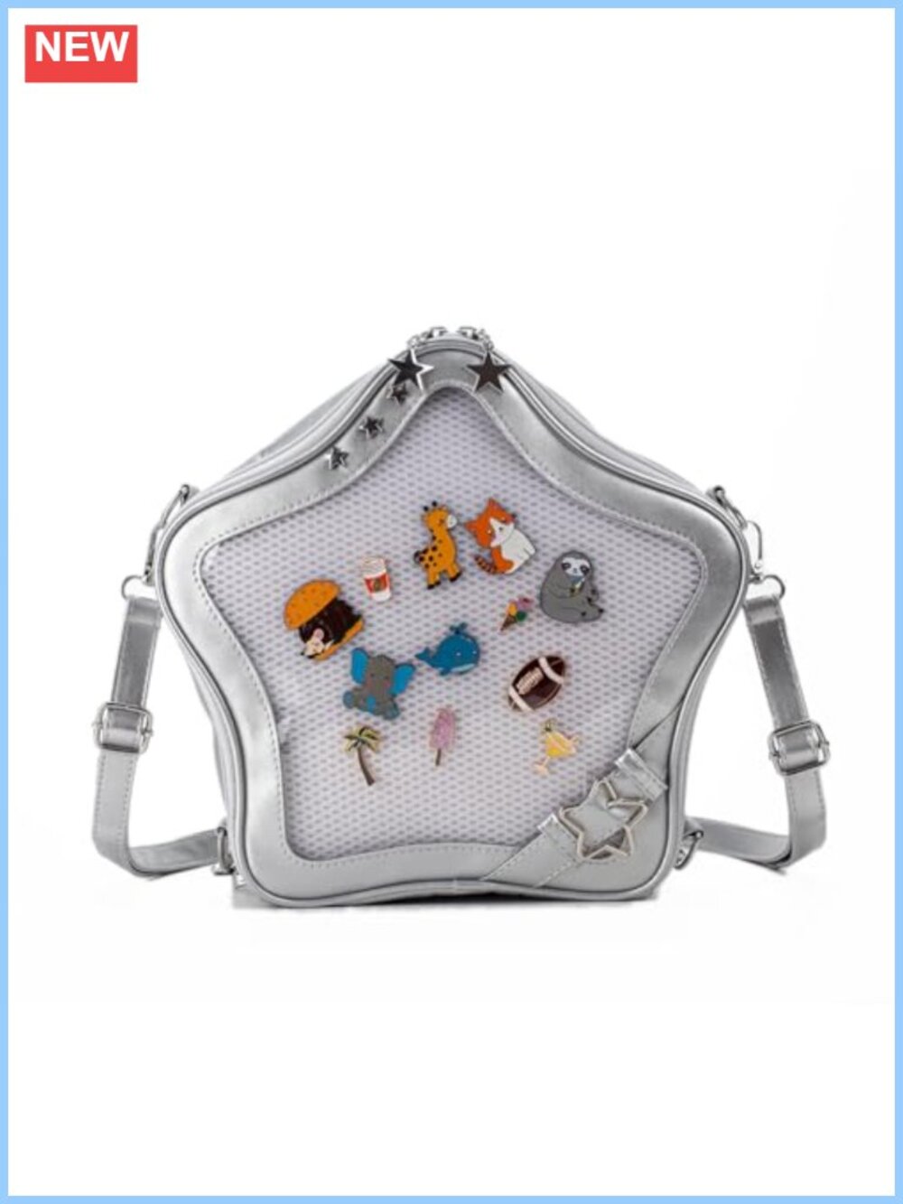 Star-Shaped Ita Bag PU Crossbody Purse Pin Display Backpack